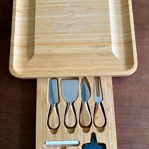Bamboo Cheese Board and Knife Set - Natural